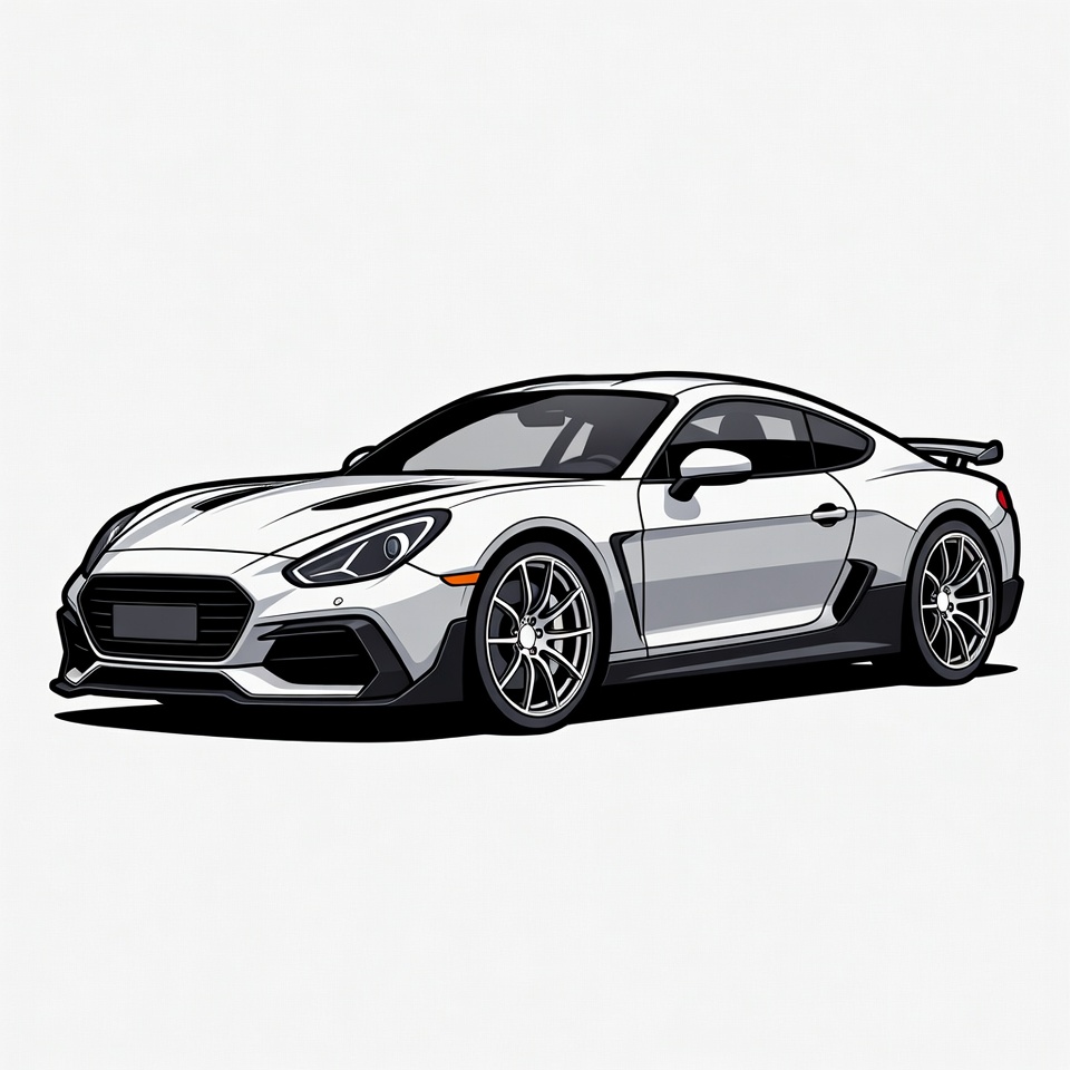 Silver Sports Coupe Car Illustration Silver Sports Coupe Car Illustration