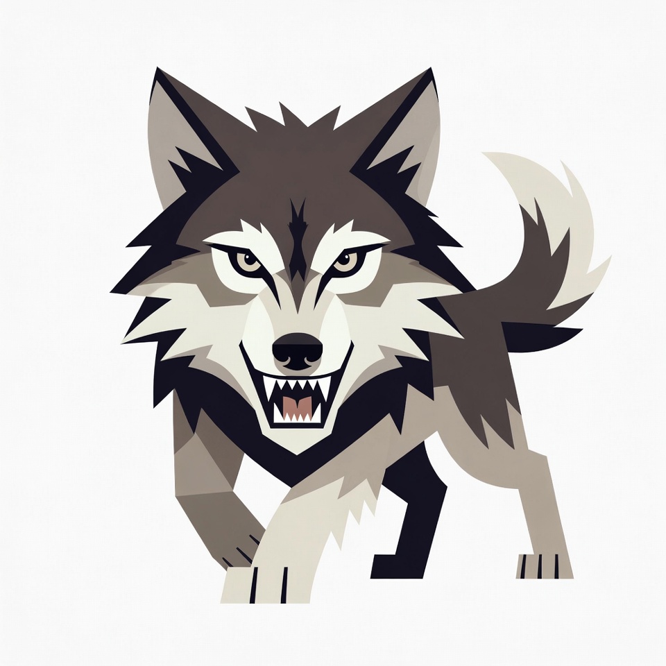 Growling Wolf Illustration Growling Wolf Illustration