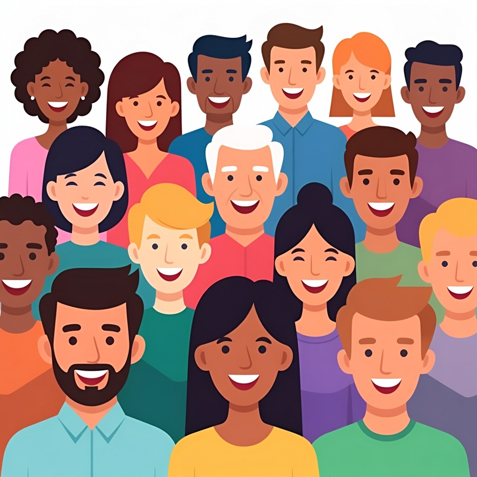 Diverse smiling group illustration Diverse smiling group illustration