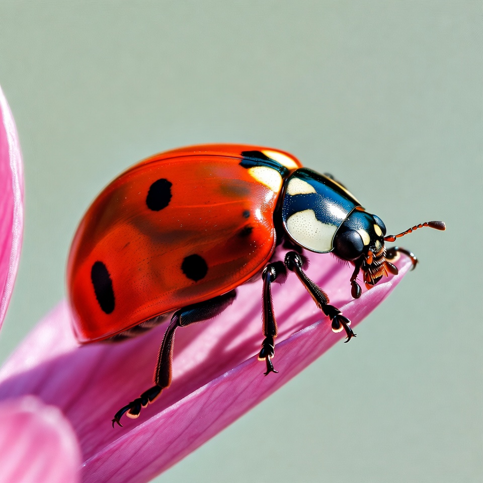 Ladybug on pink flower Ladybug on pink flower