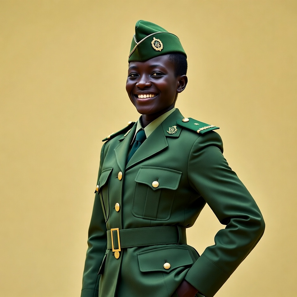 African woman in green military uniform African woman in green military uniform