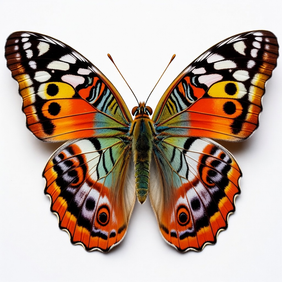 Colorful Peacock Butterfly Wings Spread Colorful Peacock Butterfly Wings Spread