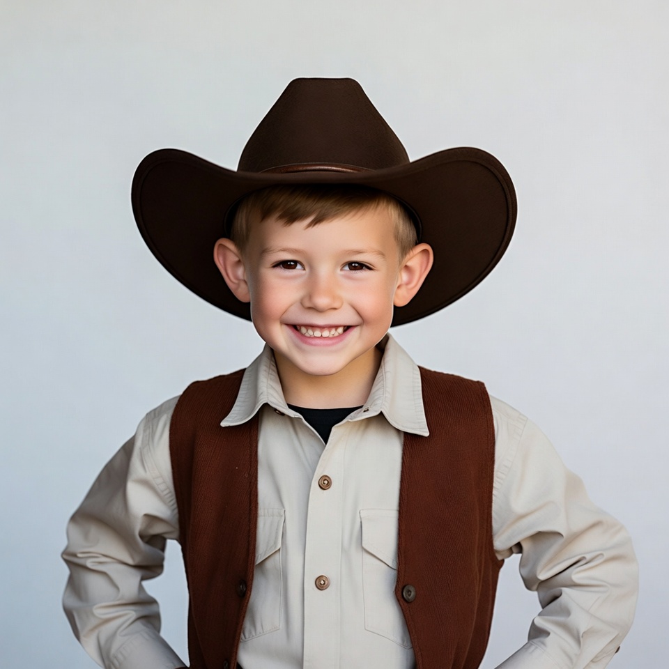 Boy in cowboy hat and vest Boy in cowboy hat and vest