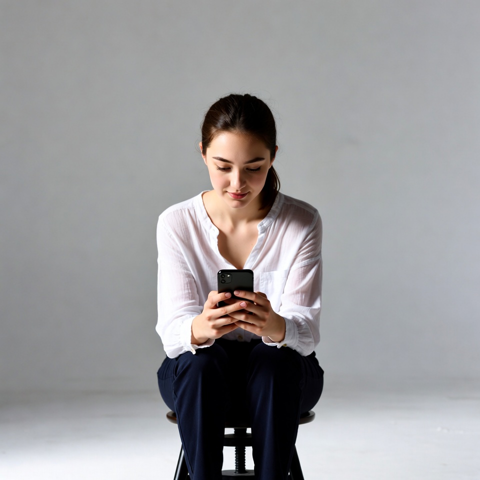 Asian woman using smartphone on chair Asian woman using smartphone on chair