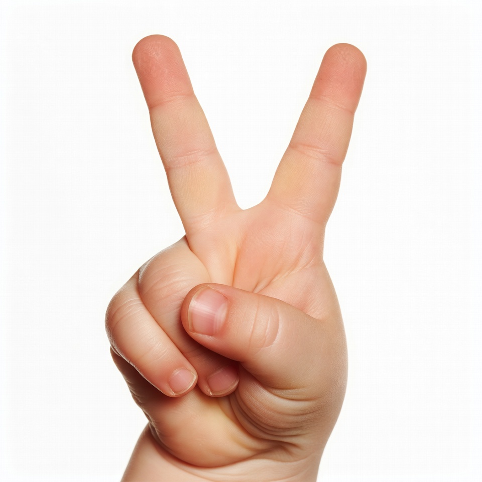 Baby hand making peace sign Baby hand making peace sign