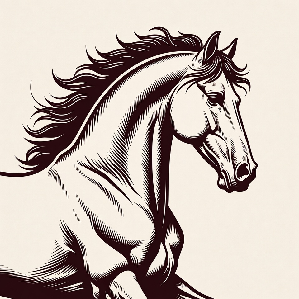 Galloping Horse Head Illustration Galloping Horse Head Illustration