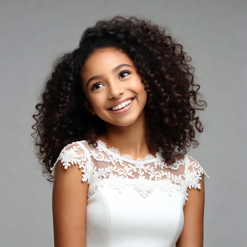 Smiling girl with curly hair Smiling girl with curly hair