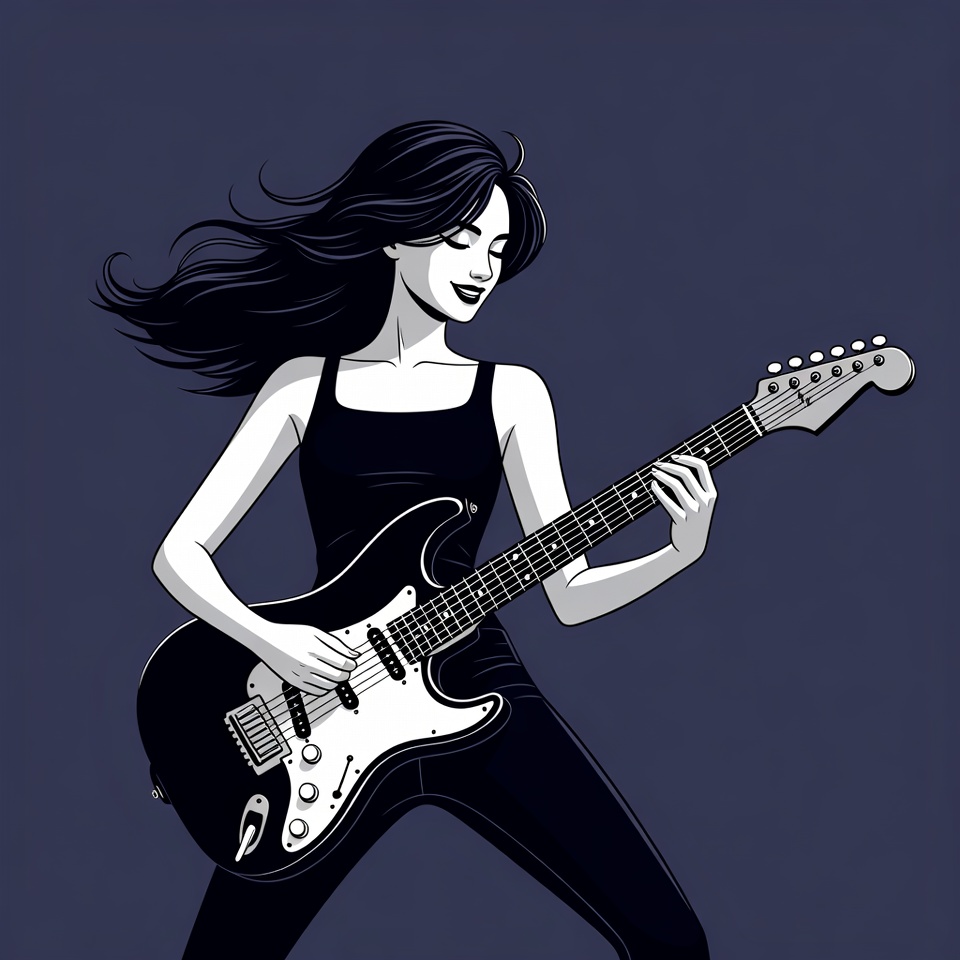 Woman playing electric guitar Woman playing electric guitar