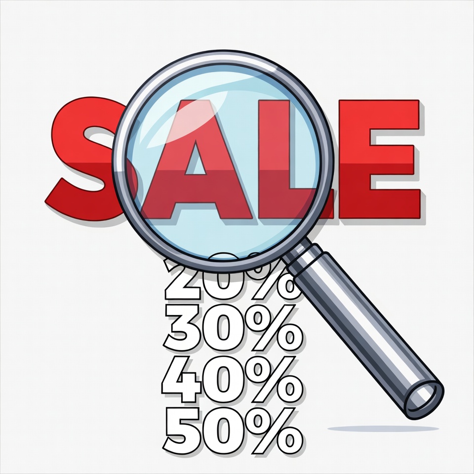 Magnifying Glass Over Sale Percentages Magnifying Glass Over Sale Percentages