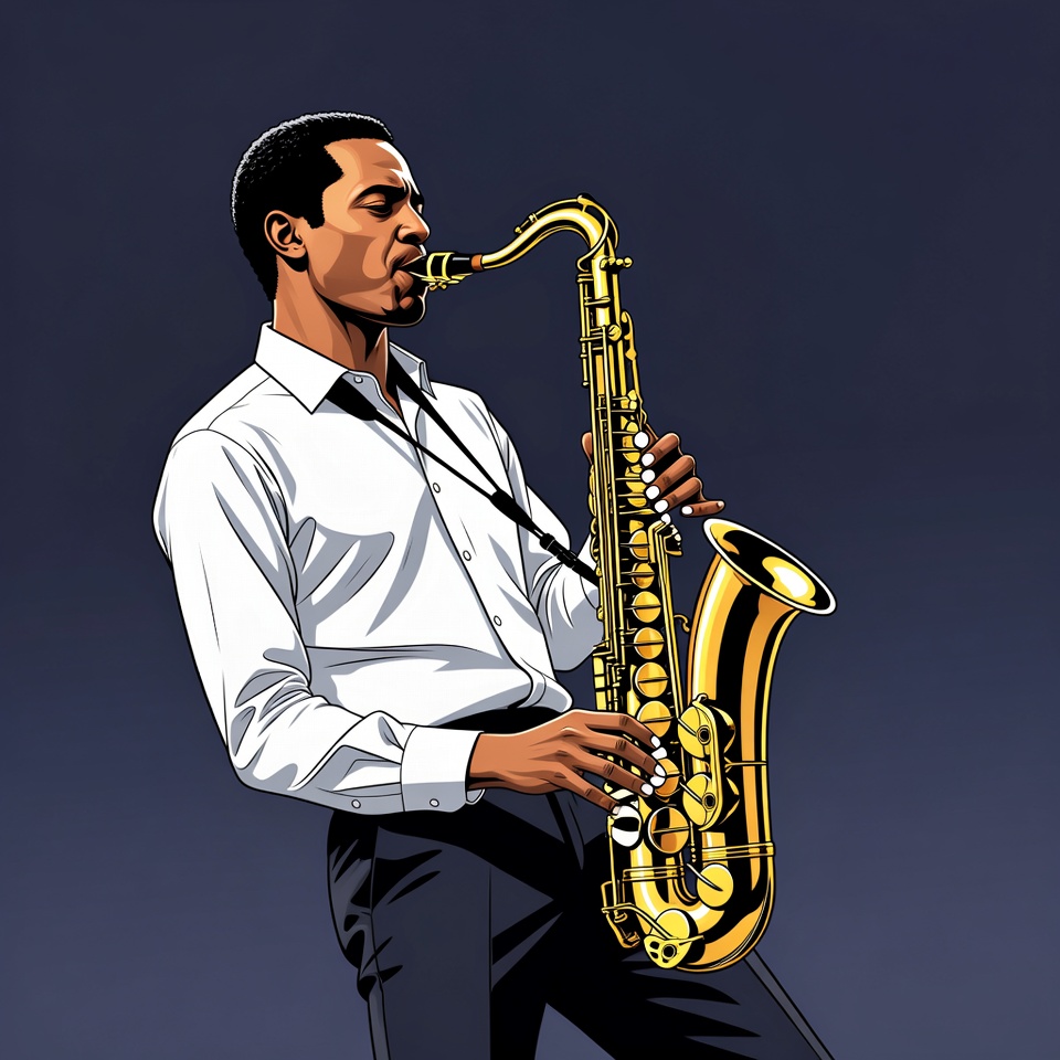 African-American man playing saxophone African-American man playing saxophone