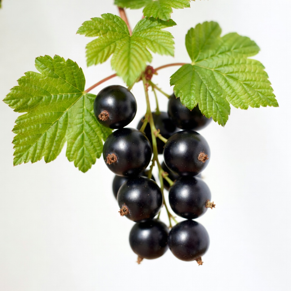 Black currants on green leaves Black currants on green leaves