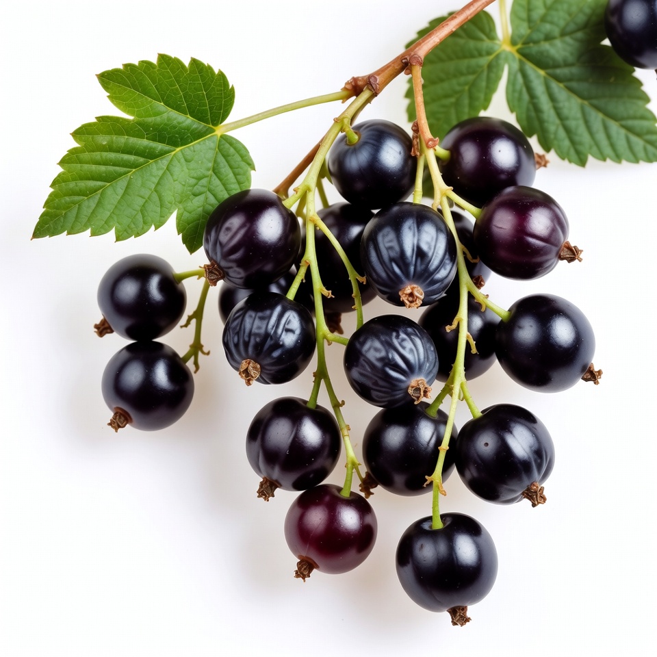 Black Currant Berries with Leaves Black Currant Berries with Leaves