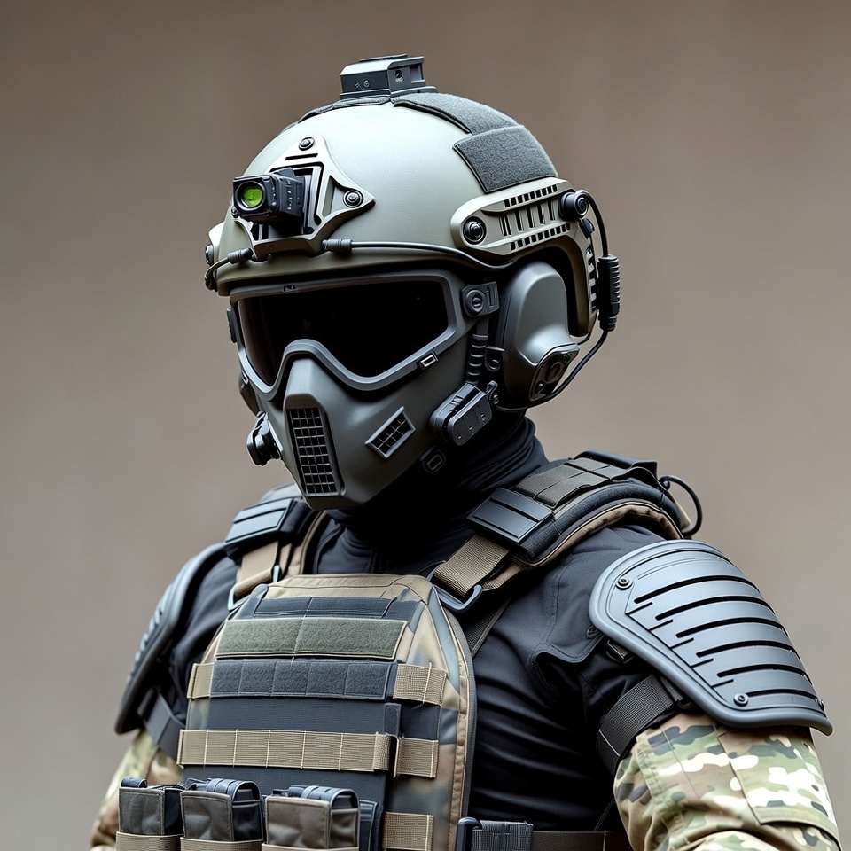 Soldier in tactical helmet and gear Soldier in tactical helmet and gear