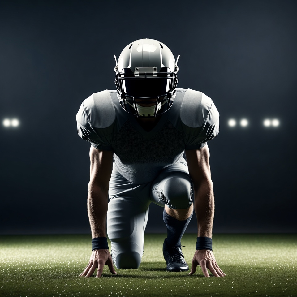 Football player in ready stance Football player in ready stance