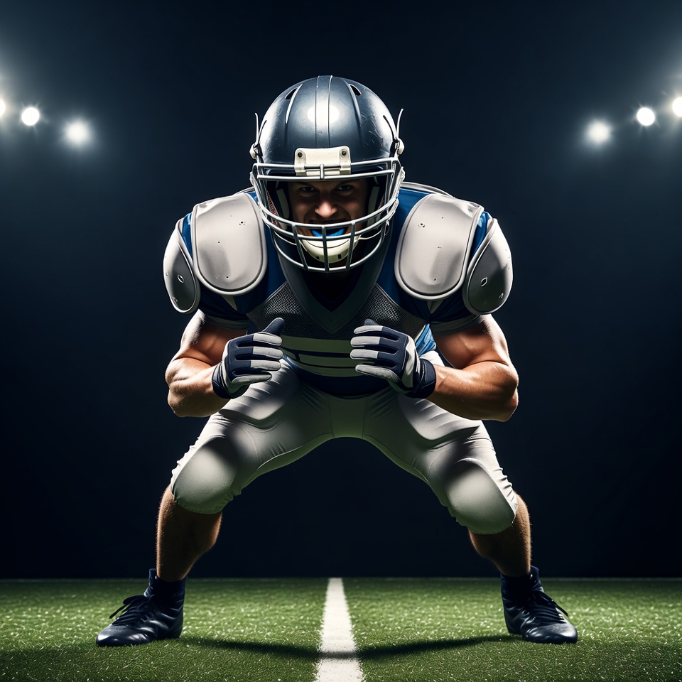 Football player in ready stance Football player in ready stance