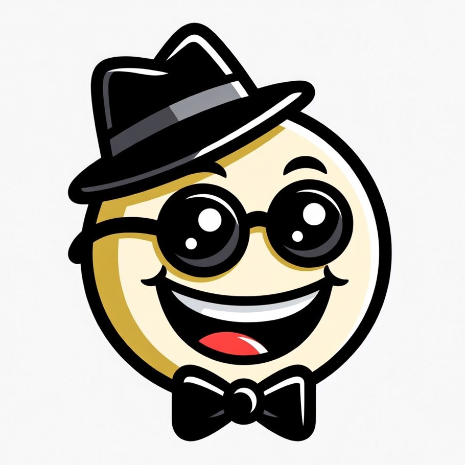 Cartoon Smiling Man in Hat and Bowtie Cartoon Smiling Man in Hat and Bowtie
