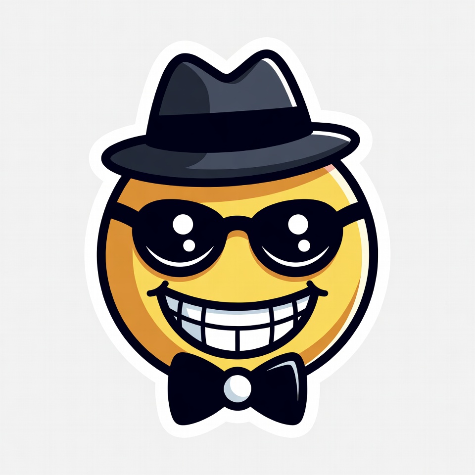 Smiling Emoji with Fedora Sunglasses Bowtie Smiling Emoji with Fedora Sunglasses Bowtie