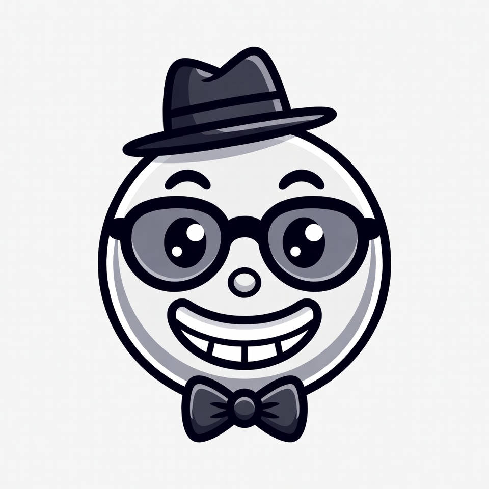 Cartoon Smiley Face with Hat and Bowtie Cartoon Smiley Face with Hat and Bowtie