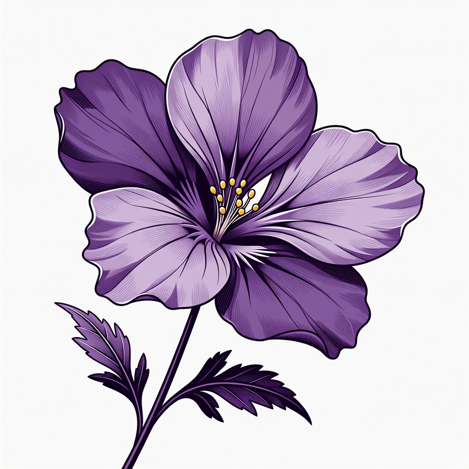Purple Hibiscus Flower Illustration Purple Hibiscus Flower Illustration