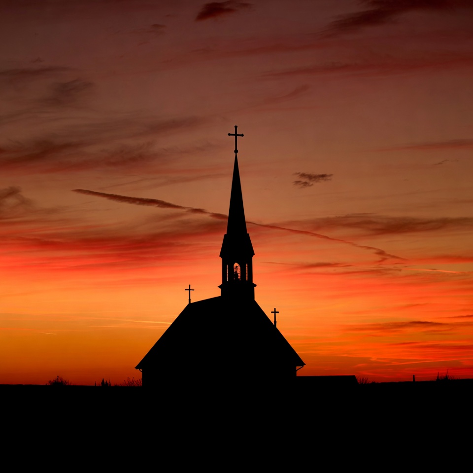 Church silhouette at sunset Church silhouette at sunset