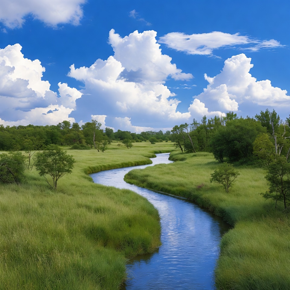 Winding River in Green Meadow Winding River in Green Meadow