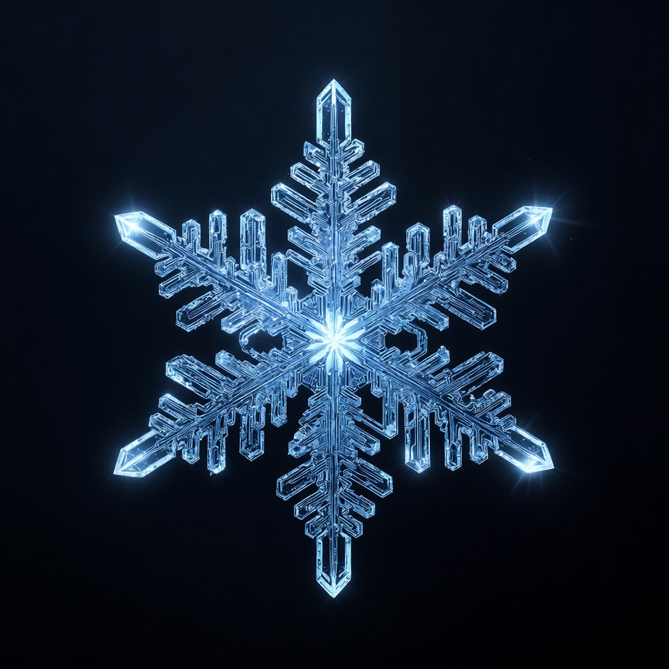 Glowing Blue Snowflake Crystal Glowing Blue Snowflake Crystal