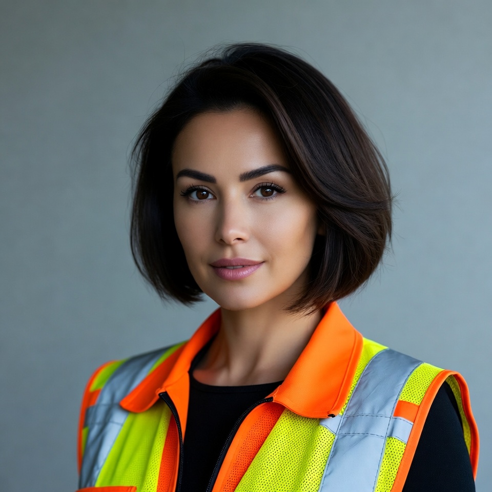 Woman in yellow safety vest Woman in yellow safety vest