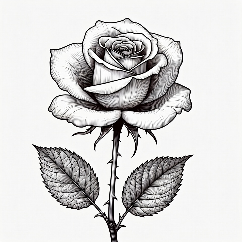 Black and White Rose Illustration Black and White Rose Illustration