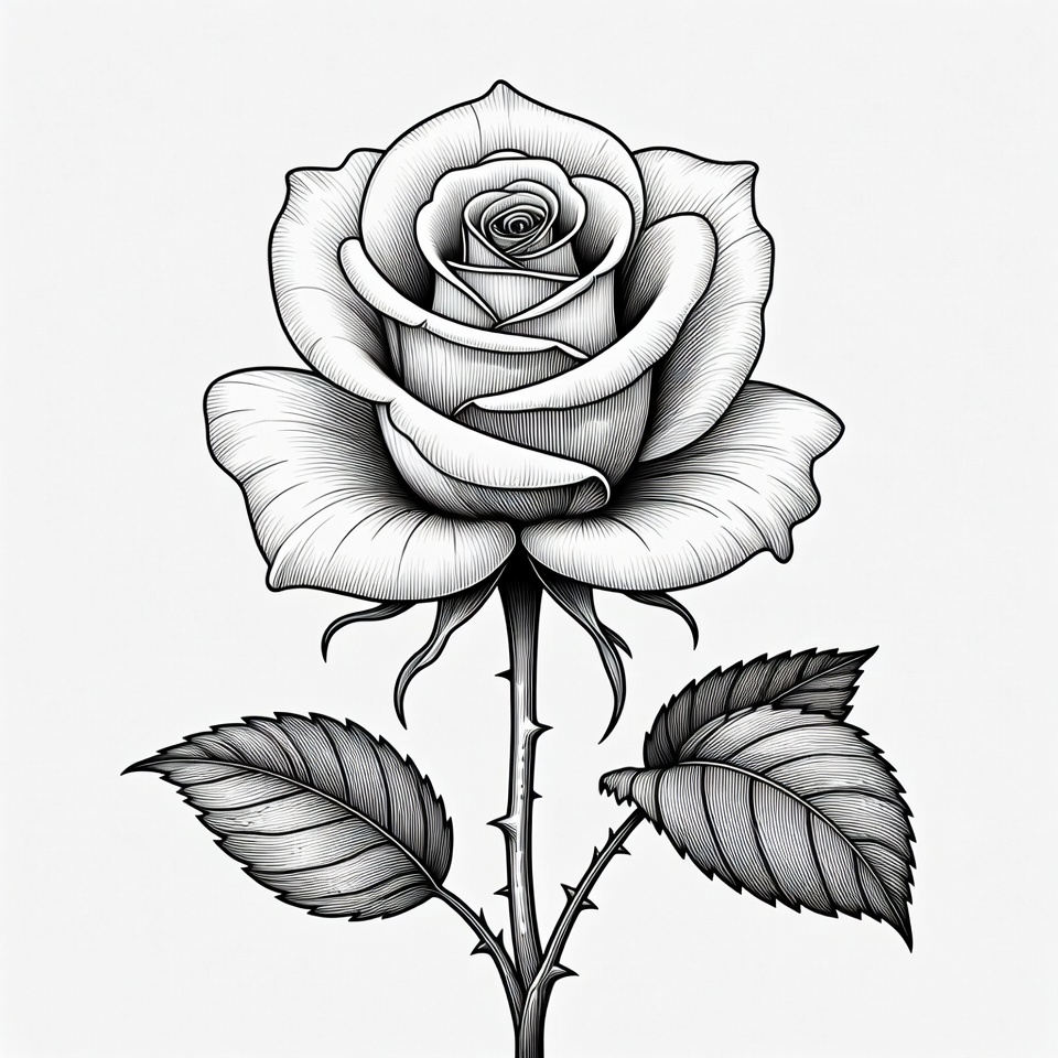 Black and White Rose Illustration Black and White Rose Illustration