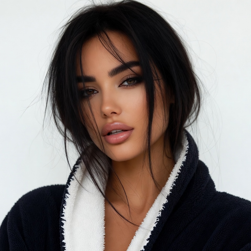 Beautiful woman in black robe Beautiful woman in black robe