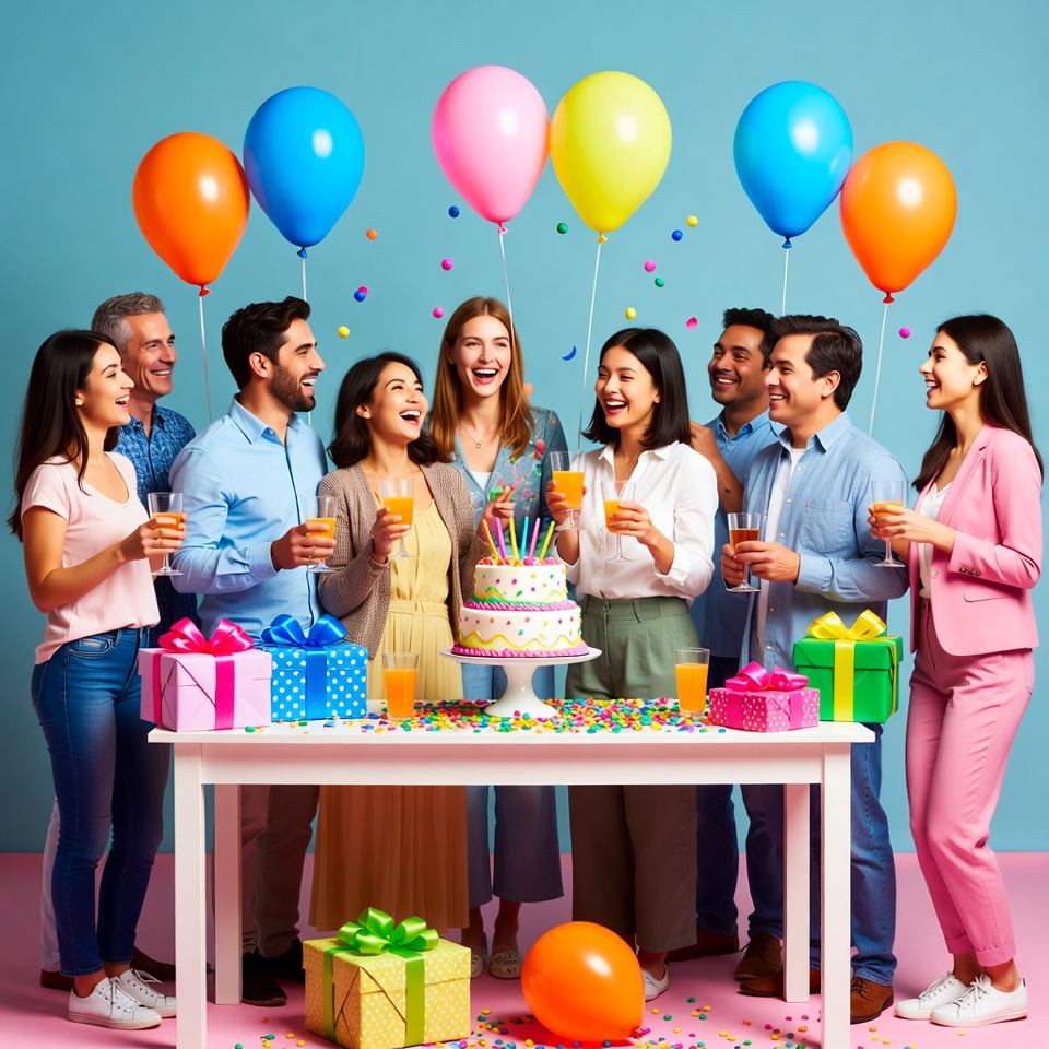 Diverse group celebrating birthday party Diverse group celebrating birthday party