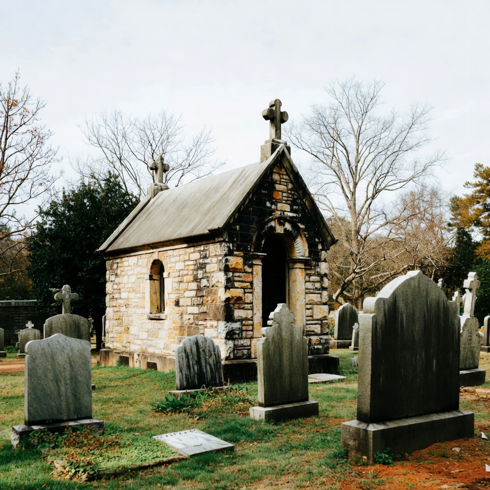 Small Stone Chapel in Cemetery Small Stone Chapel in Cemetery