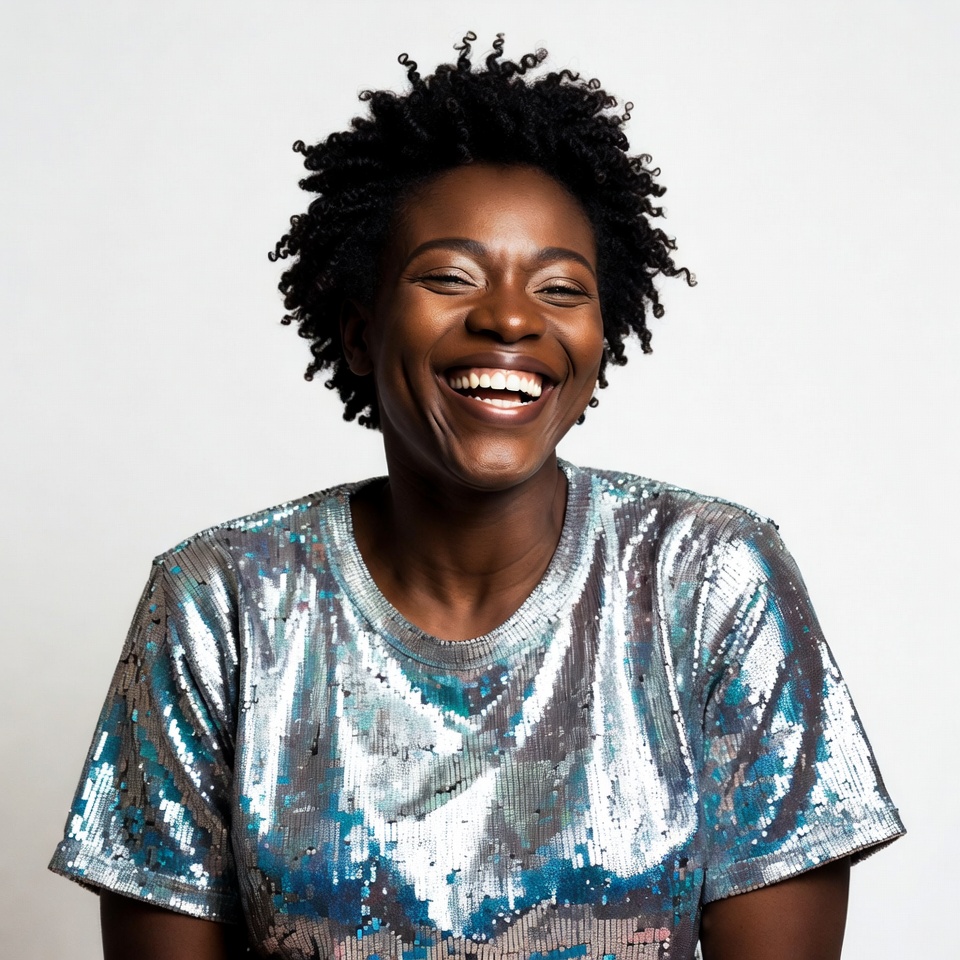 African-American woman laughing joyfully African-American woman laughing joyfully