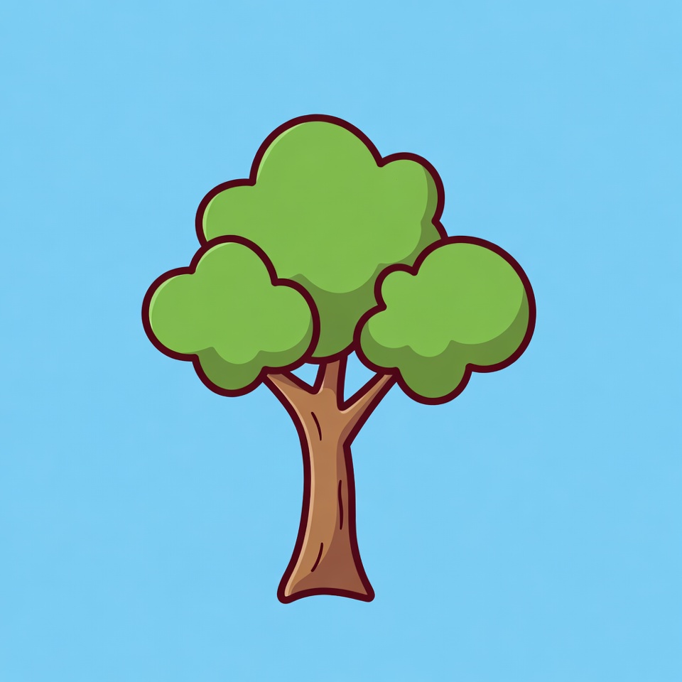 Cartoon green tree on blue background Cartoon green tree on blue background