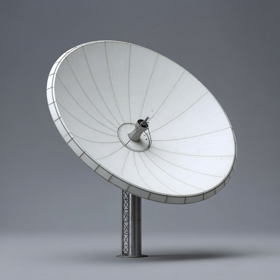 White Satellite Dish on Metal Stand White Satellite Dish on Metal Stand