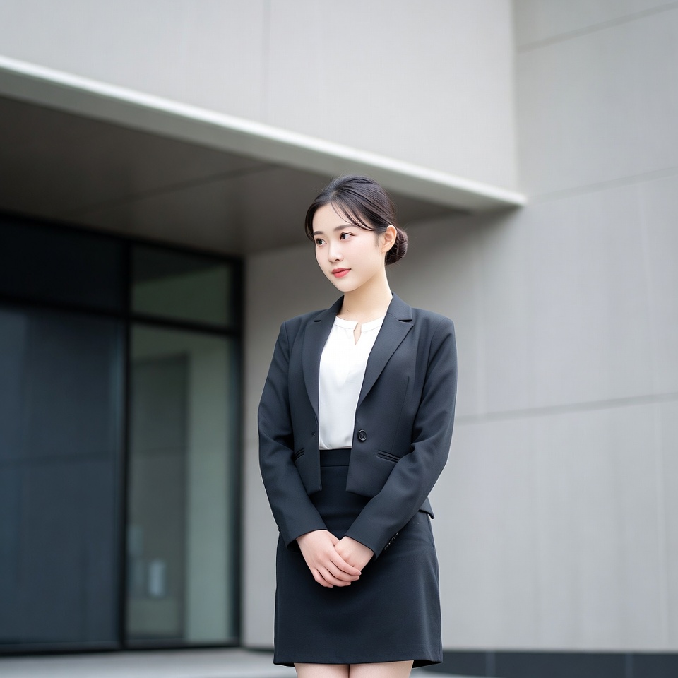 Asian woman in black business suit Asian woman in black business suit