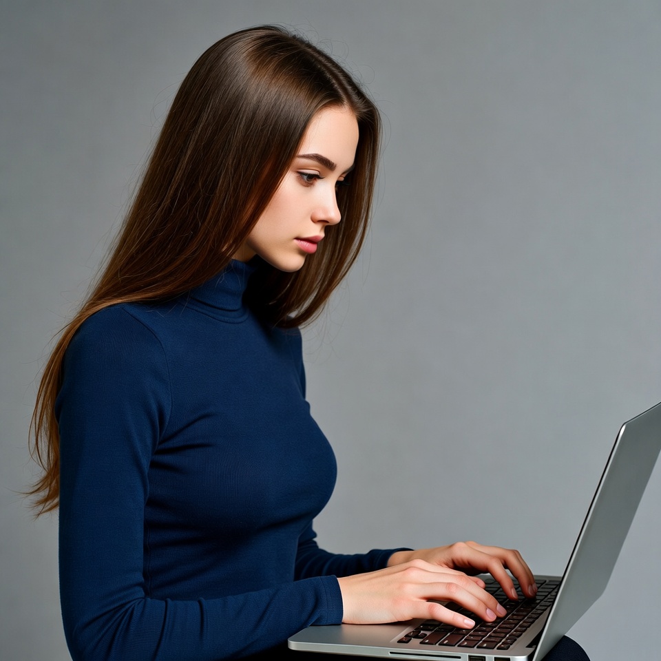 Woman typing on laptop Woman typing on laptop
