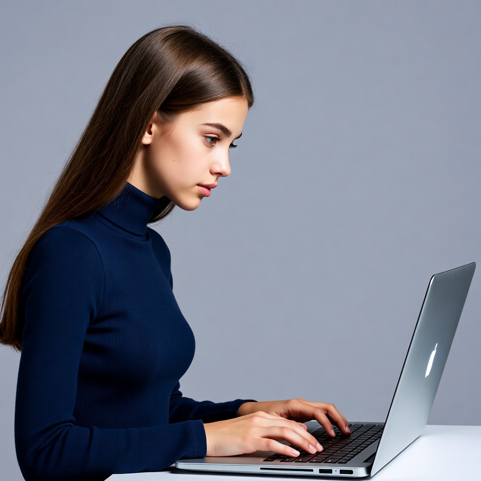 Woman typing on laptop Woman typing on laptop
