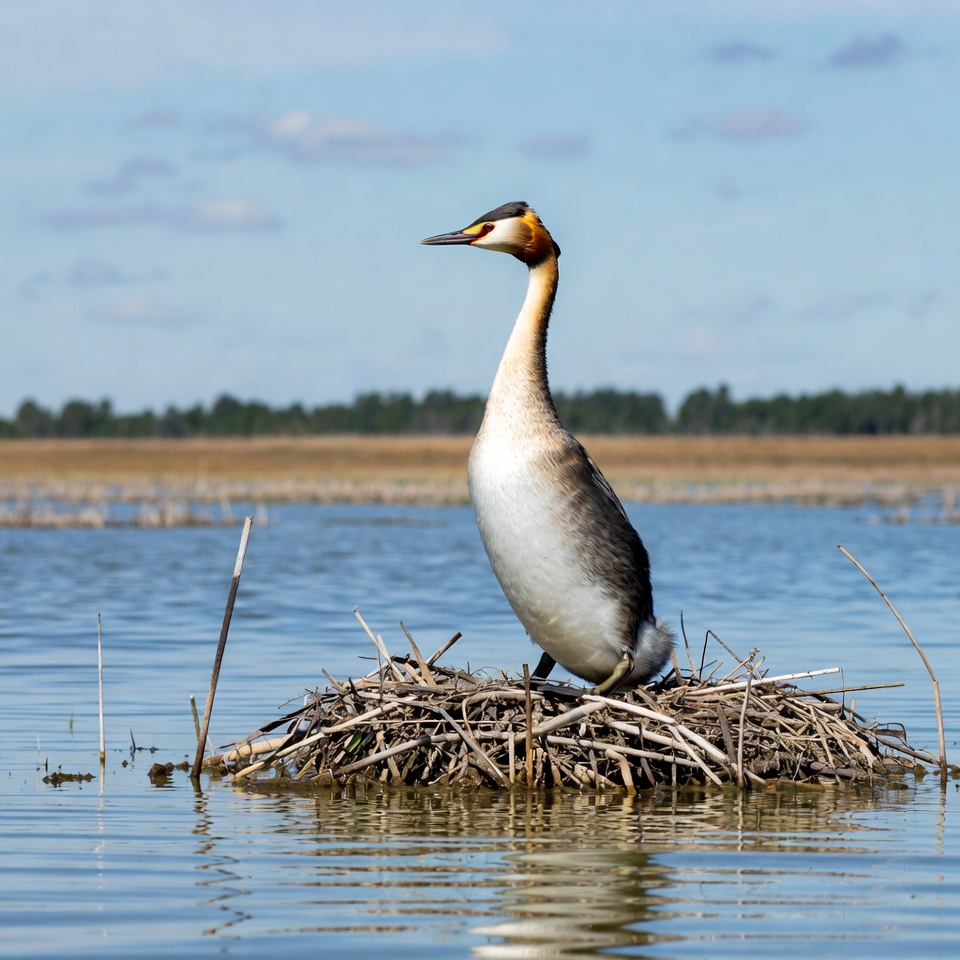 Great Crested Grebe on nest Great Crested Grebe on nest