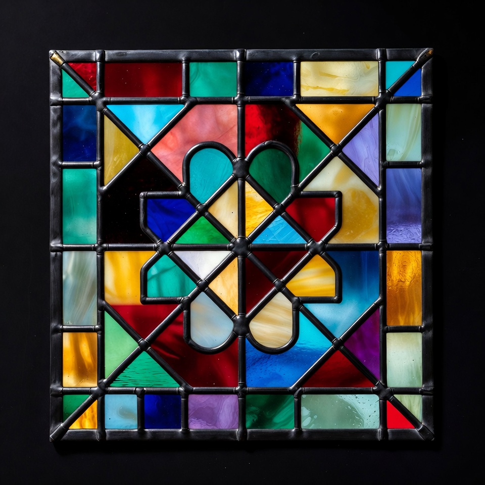 Colorful Stained Glass Heart Design Colorful Stained Glass Heart Design