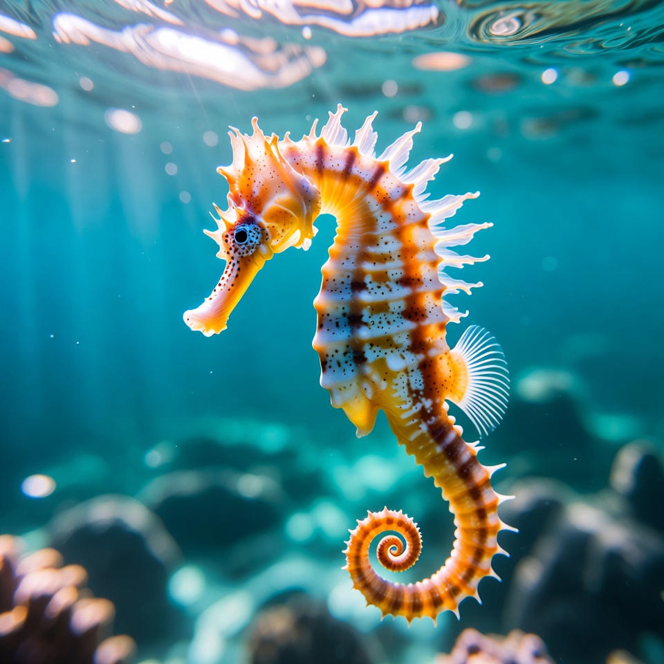 Seahorse in underwater coral reef Seahorse in underwater coral reef