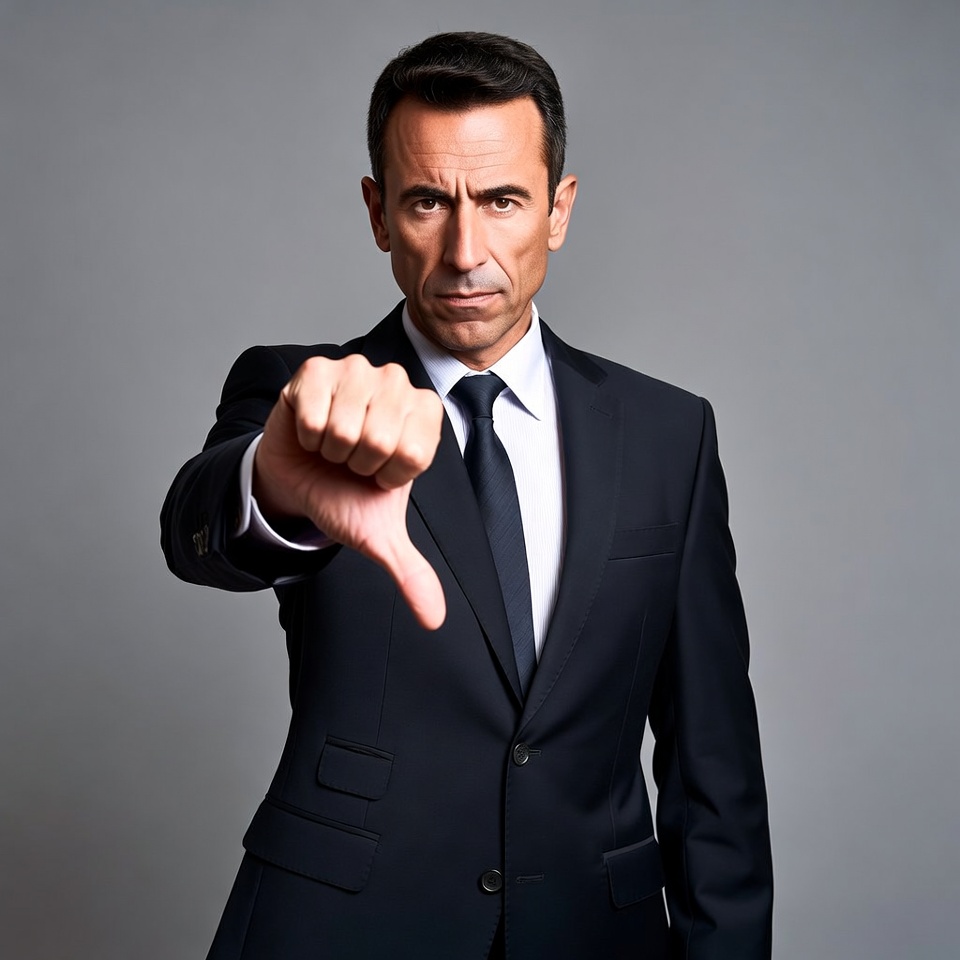 Man in suit giving thumbs down Man in suit giving thumbs down
