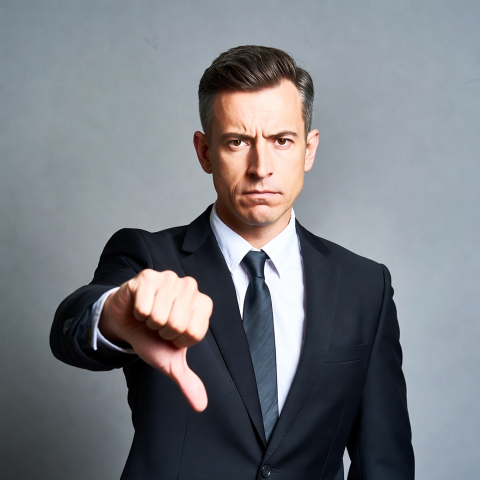 Man in suit giving thumbs down Man in suit giving thumbs down