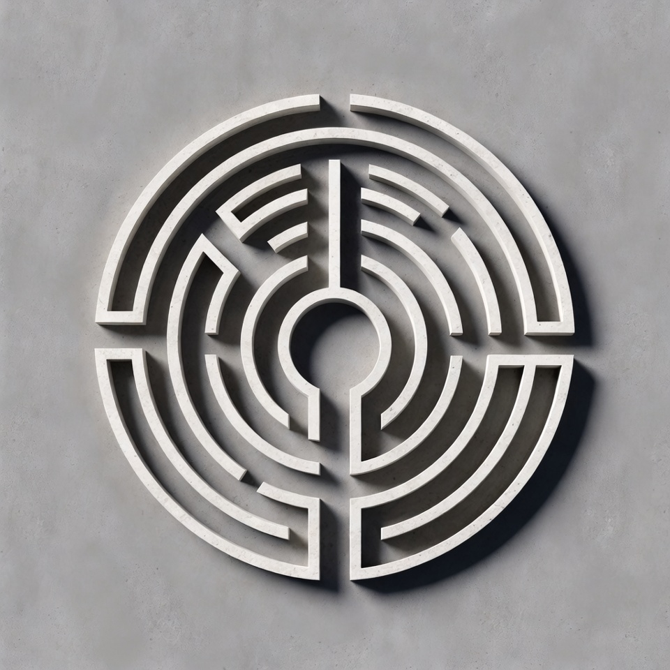 Circular White 3D Maze Labyrinth Circular White 3D Maze Labyrinth