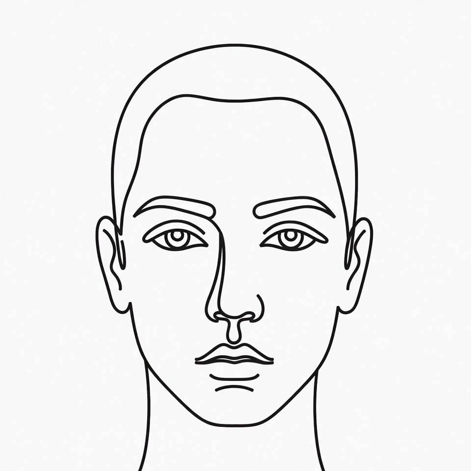 Line drawing man's face Line drawing man's face