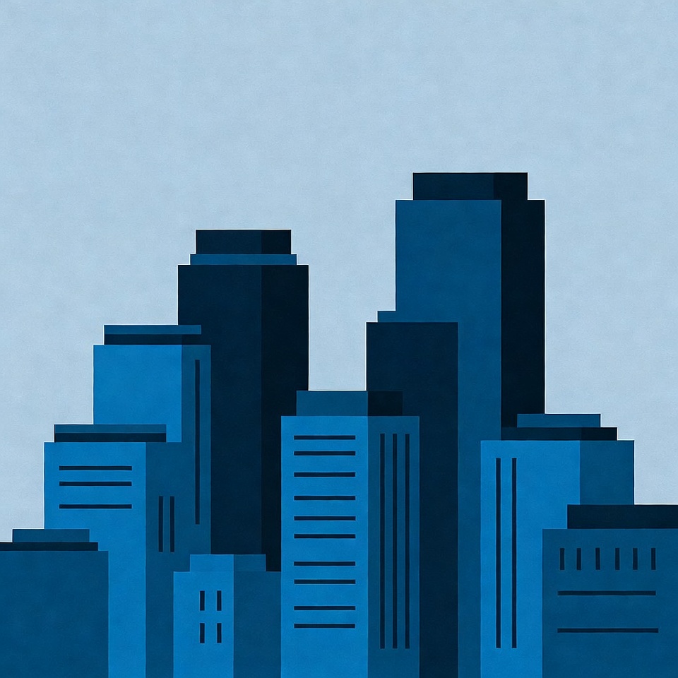 Blue Skyline Cityscape Illustration Blue Skyline Cityscape Illustration