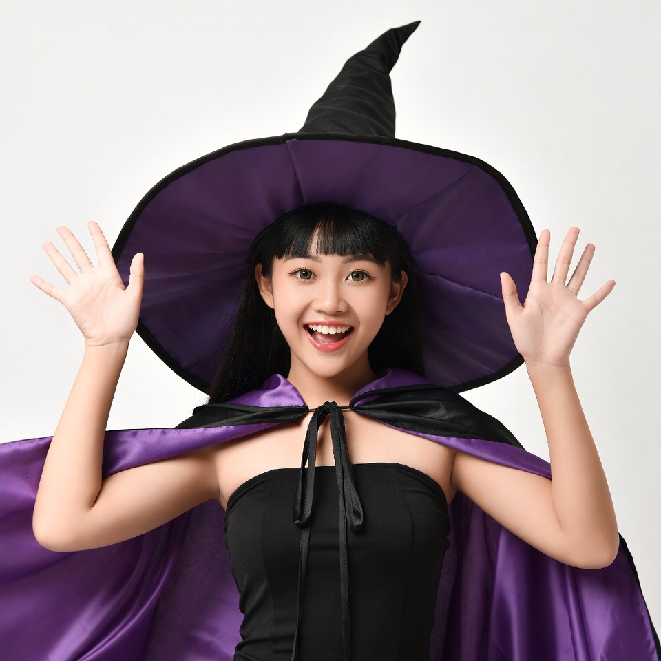 Asian woman in witch costume Asian woman in witch costume