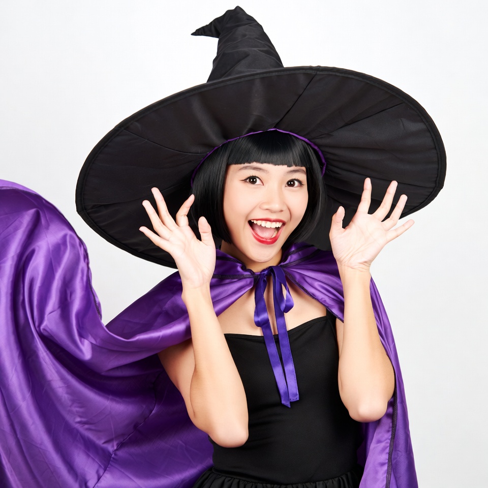 Asian woman in witch costume Asian woman in witch costume