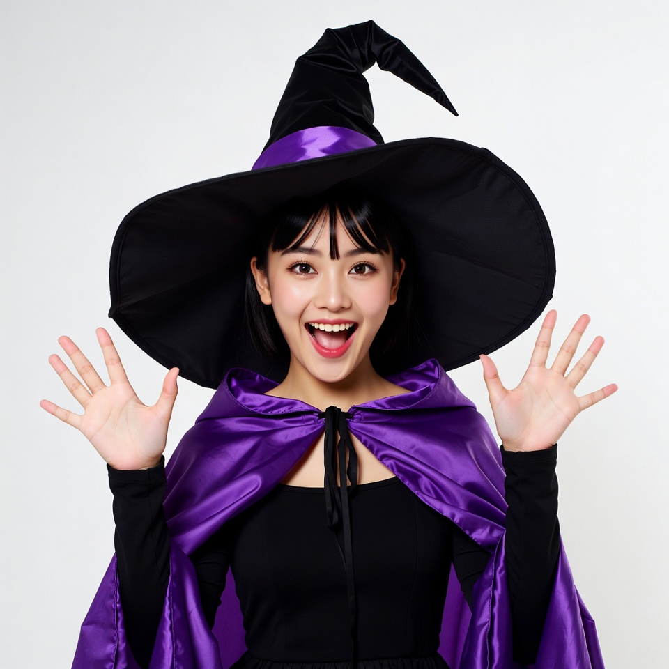 Asian woman in witch costume Asian woman in witch costume