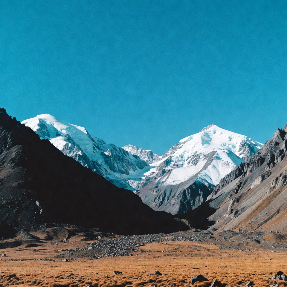Snowy Mountains in Brown Valley Snowy Mountains in Brown Valley